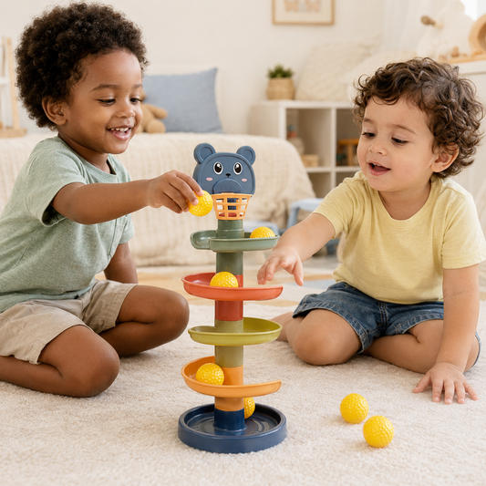 Montessori Baby Toys Rolling Ball Pile Tower Early Educational Toys for Children Rotating Track Baby Games Stacking Toy for Kids