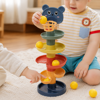 Montessori Baby Toys Rolling Ball Pile Tower Early Educational Toys for Children Rotating Track Baby Games Stacking Toy for Kids