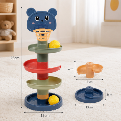 Montessori Baby Toys Rolling Ball Pile Tower Early Educational Toys for Children Rotating Track Baby Games Stacking Toy for Kids