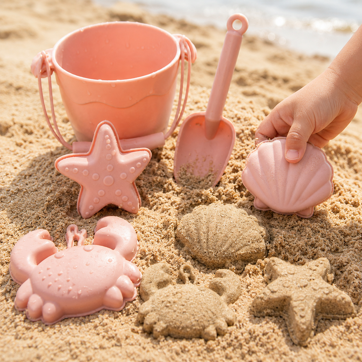 8PCS Summer Beach Set Toys For Kids Digging Sand Plastic Bucket Watering Bottle Shovels Children Beach Water Game Toys Tools
