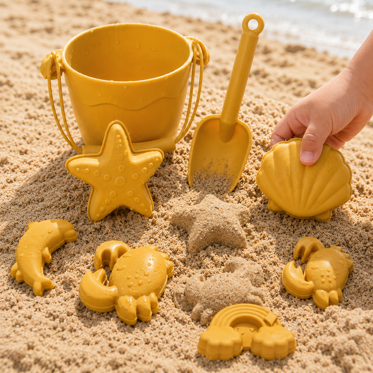 8PCS Summer Beach Set Toys For Kids Digging Sand Plastic Bucket Watering Bottle Shovels Children Beach Water Game Toys Tools