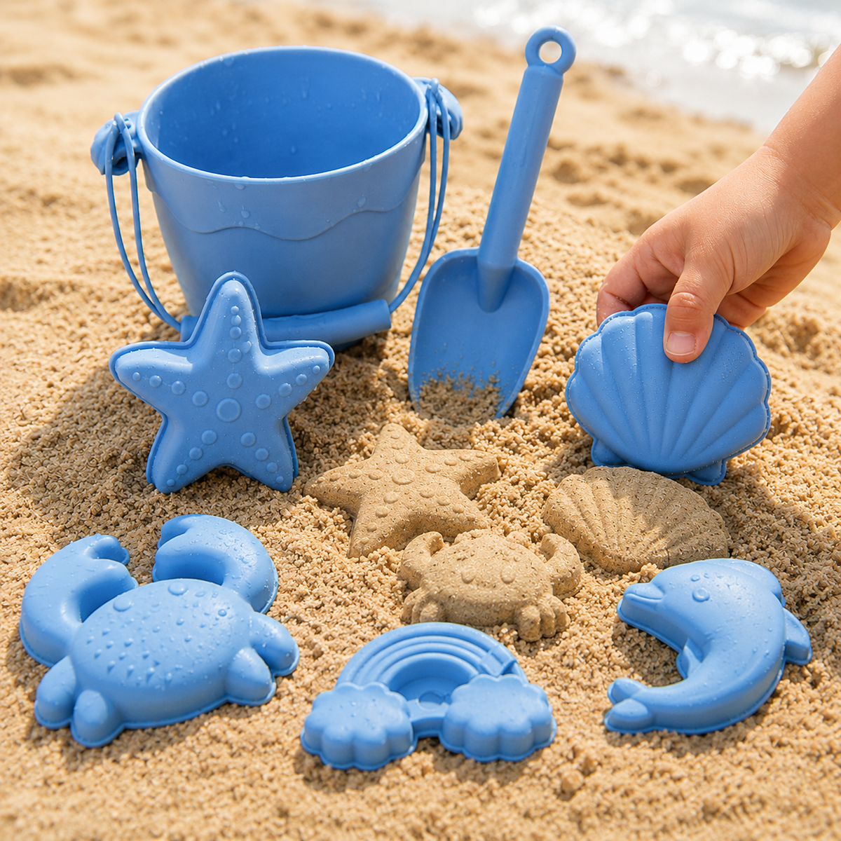 8PCS Summer Beach Set Toys For Kids Digging Sand Plastic Bucket Watering Bottle Shovels Children Beach Water Game Toys Tools