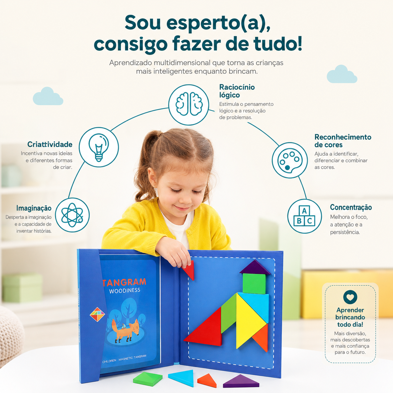 Montessori Magnetic Wooden Board Puzzle for Children