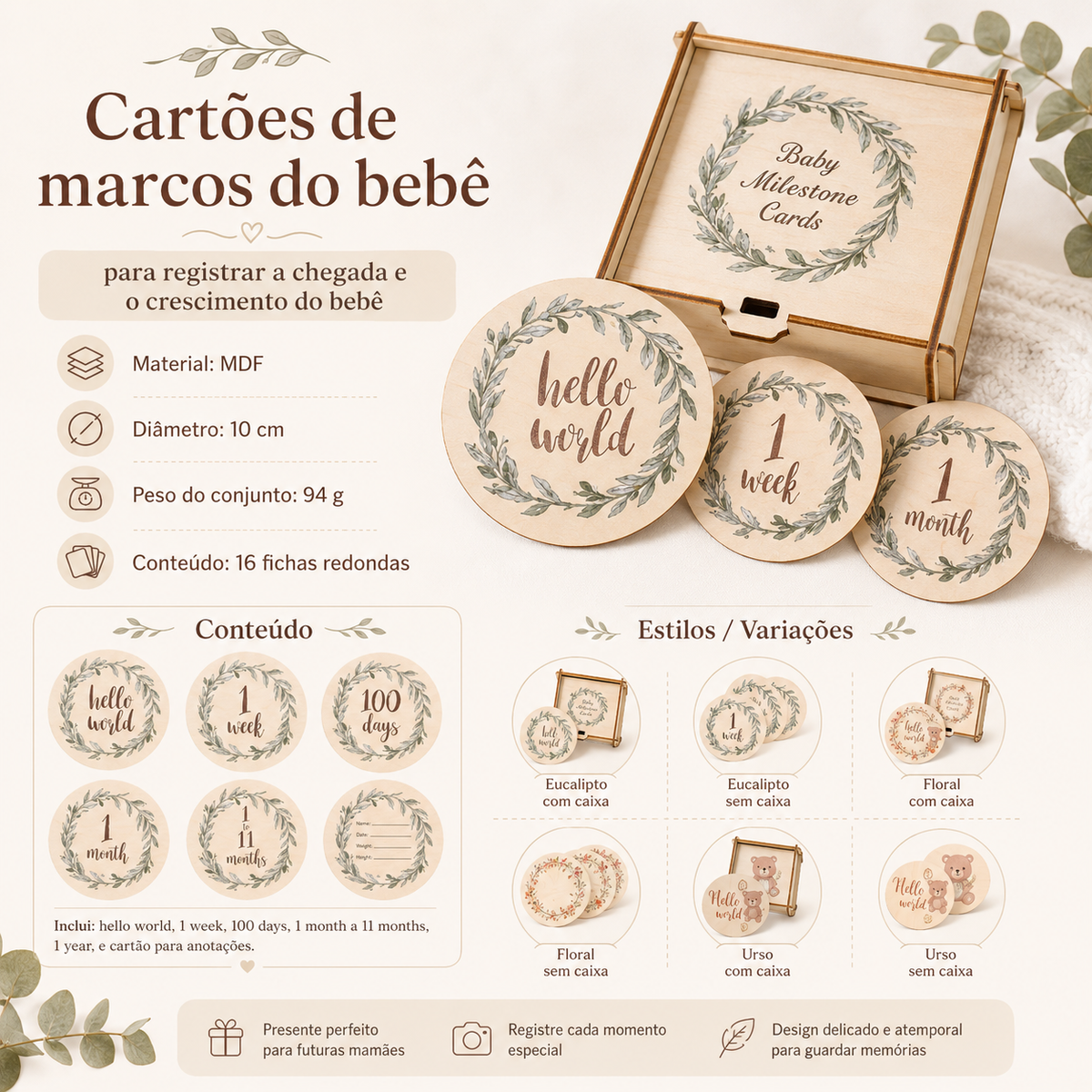 Eucalyptus Leaf Baby Milestone Cards